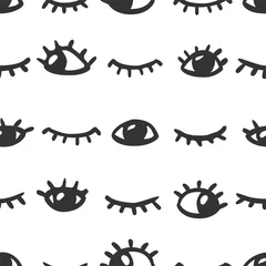 Printed kitchen splashbacks Eyes Seamless pattern - open and closed eyes