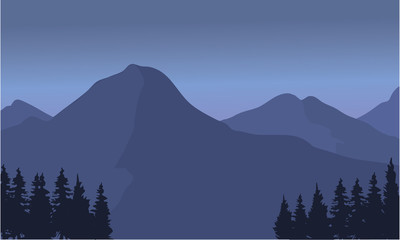 Silhouette of a tall mountain landscape