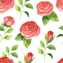 Seamless pattern with red flowers