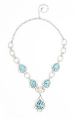 necklace with blue stones isolated on white