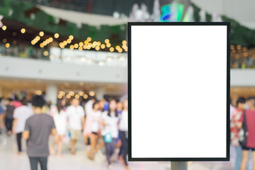 Blank sign with copy space for your text message or content in modern shopping mall.