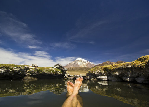 foots in hot springs near volcano Sajama, Bolivia 