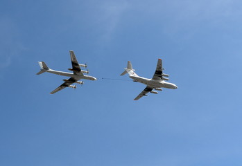 The aircraft tanker Ilyushin Il-78 and strategic bomber and missile platform Tu-95 