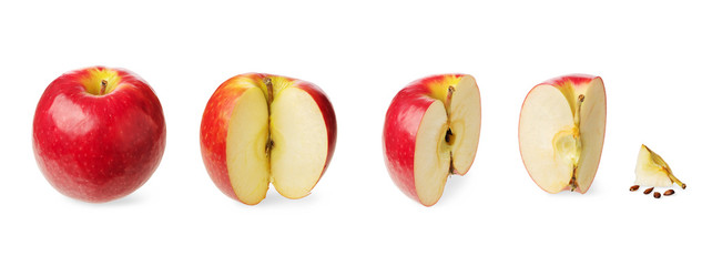 Fototapeta na wymiar Fresh whole and cutted apple