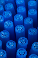 Background of blue pens