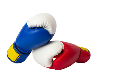 A pair of boxing gloves on white