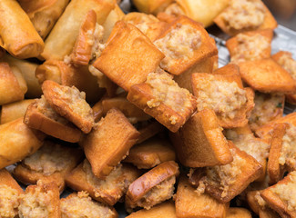 Fried bread with minced pork spread
