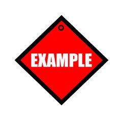 example black wording on quadrate red background