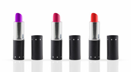 Different lipsticks colorful collection isolated background. cli