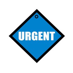 Urgent white wording on quadrate blue background