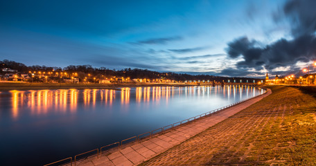 Kaunas at night, Nemunas river