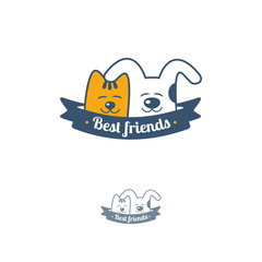 Funny cat and dog logo template