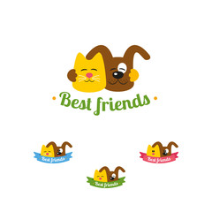 Cat and dog best friends logo