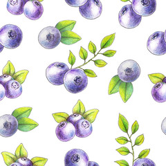 Seamless pattern with fruits drawn by color pencils