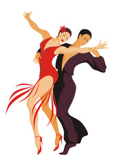 Fototapeta na wymiar man and woman dancing the samba