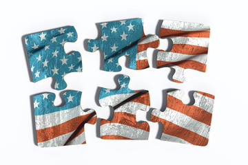 Fototapeta na wymiar Americal flag on puzzle set