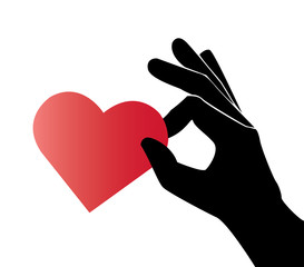hand holding the heart art vector