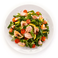 Fish salad - grilled salmon and vegetables