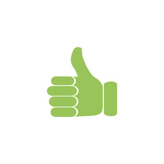 Thumbs up in a flat style on white background