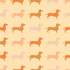 Seamless decorative background with Dachshund. Print. Cloth design, wallpaper.