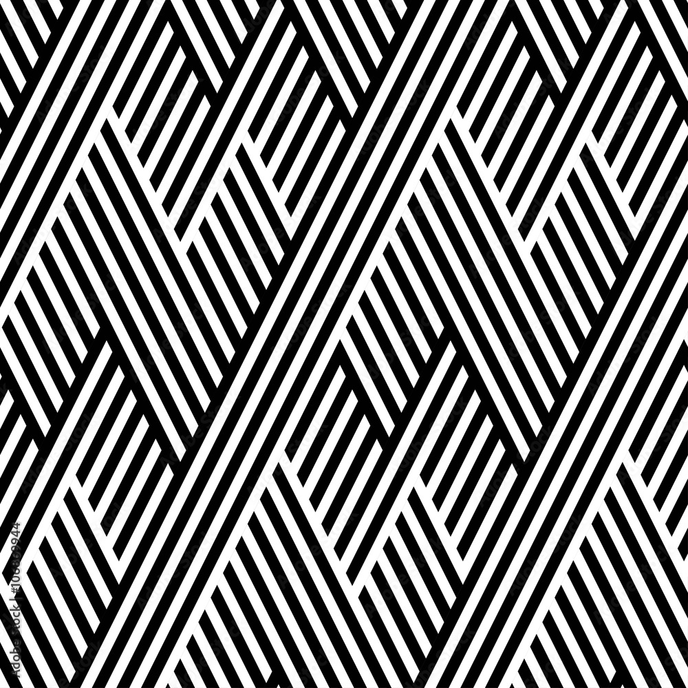 Wall mural vector seamless texture. geometric abstract background. monochrome repeating pattern of broken lines