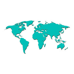 Fototapeta na wymiar Earth map on a white background silhouette