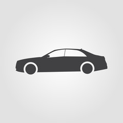 Car Icon on a grey background flat design