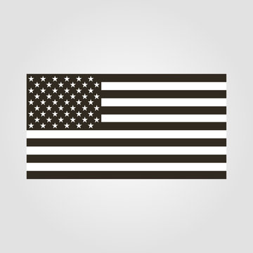 Flag icon usa black and white flat design