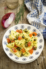 Potato salad with smoked salmon