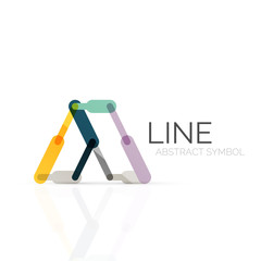 Linear abstract logo, connected multicolored segments of lines geometrical figure