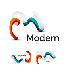 Vector abstract ribbon logo with business card identity design