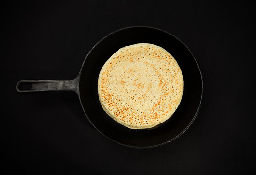 pancakes in a black skillet
