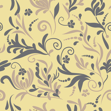 Neutral floral seamless pattern