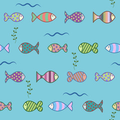 Fish and algae in the water pattern