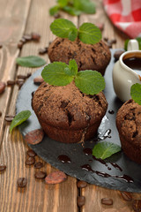 Chocolate muffins with mint