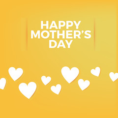 Happy Mothers Day Background and card template with white hearts
