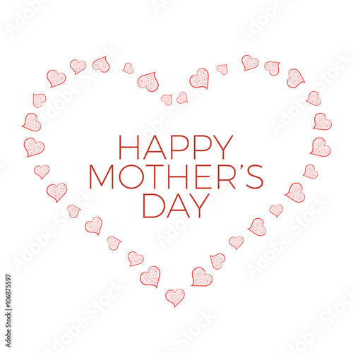 "Happy Mothers Day Isolated Template with hand drawn hearts" Stock ...