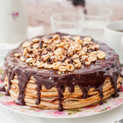 Chocolate and Hazelnut Crepe Cake