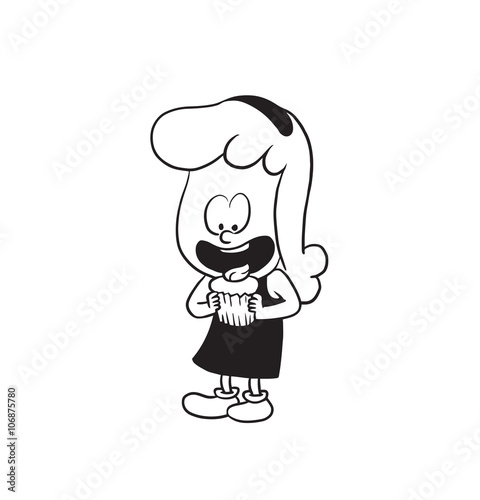 Vector Cartoon Image Of A Cute Little Girl Little Girl With Wavy