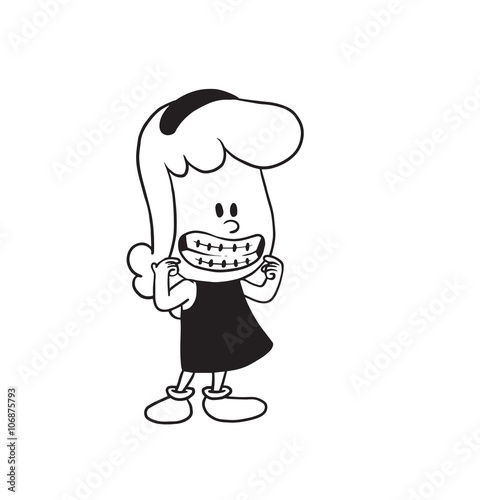 Vector Cartoon Image Of A Cute Little Girl Little Girl With Wavy