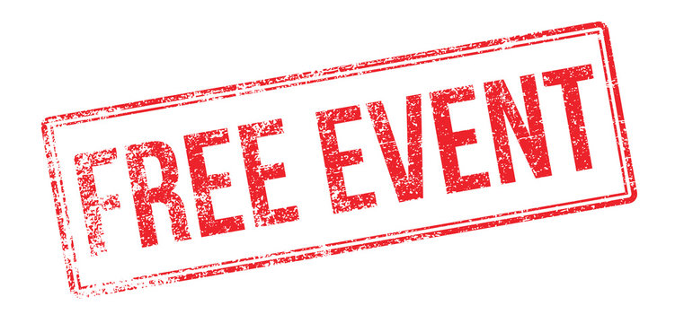 Free Event Red Rubber Stamp On White