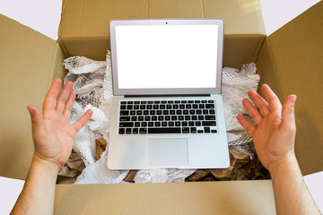 User worshiping  laptop computer