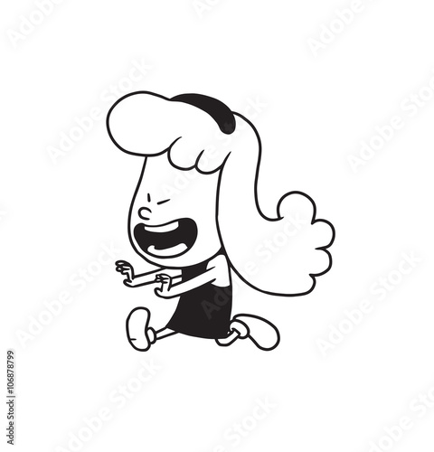 Vector Cartoon Image Of A Cute Little Girl Little Girl With Wavy