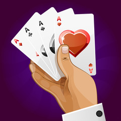 poker playing card in hand