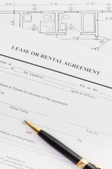 Close - up Lease or rental agreement form..