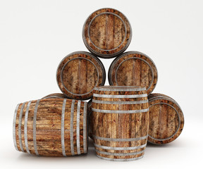 Wood barrels isolated