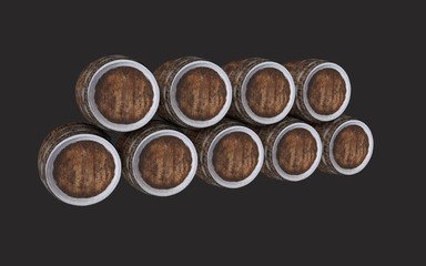 Wood barrels isolated