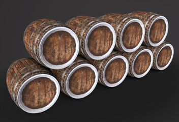 Wood barrels isolated