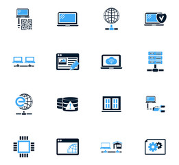 Internet, server, network icons set