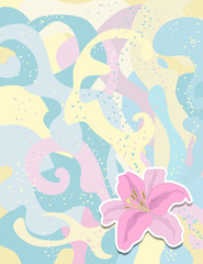 Sticker lily on ornate background for your design